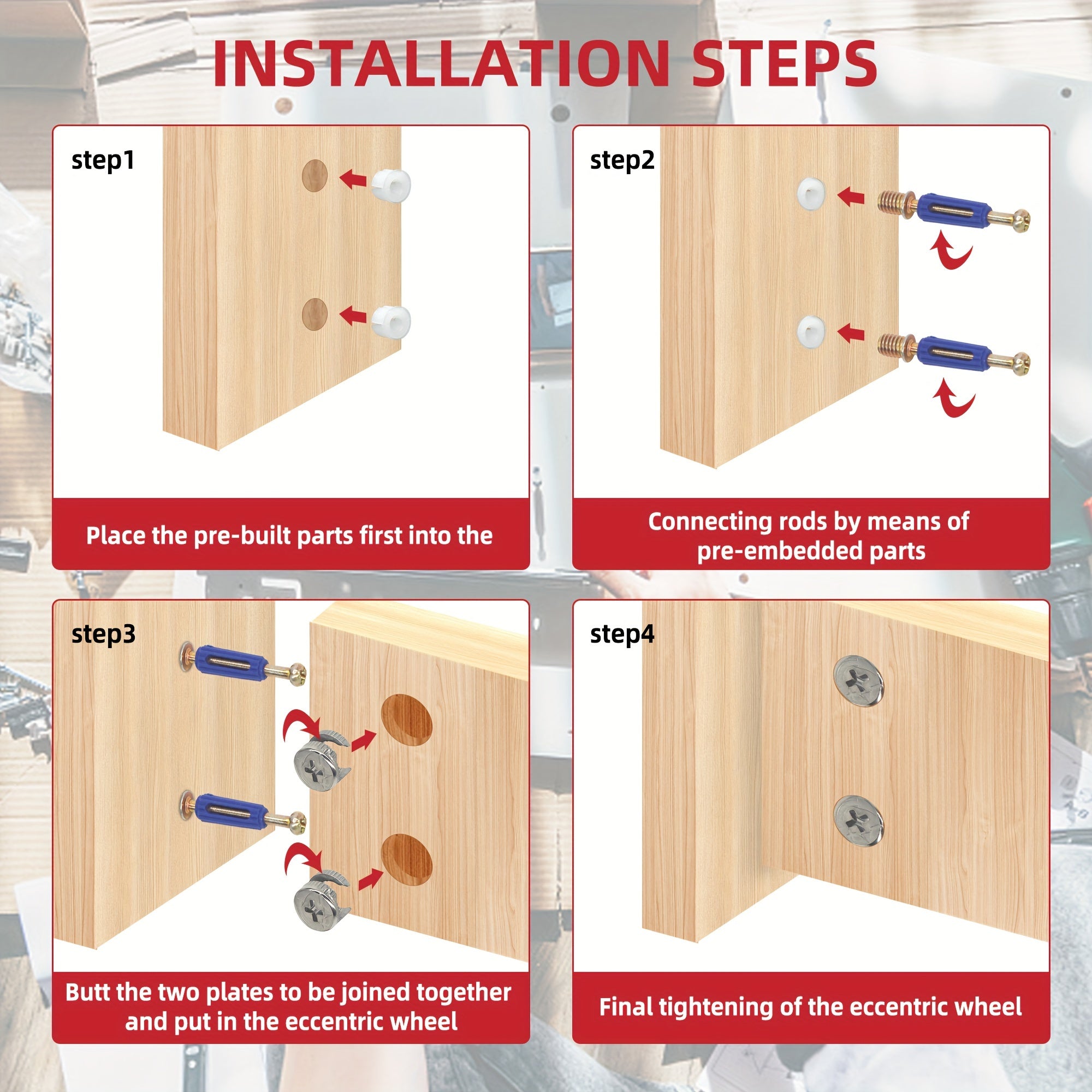 100-Piece Furniture Cam Lock Fastener Kit Carbon Steel Screw Nut Bolt Set for IKEA Hardware