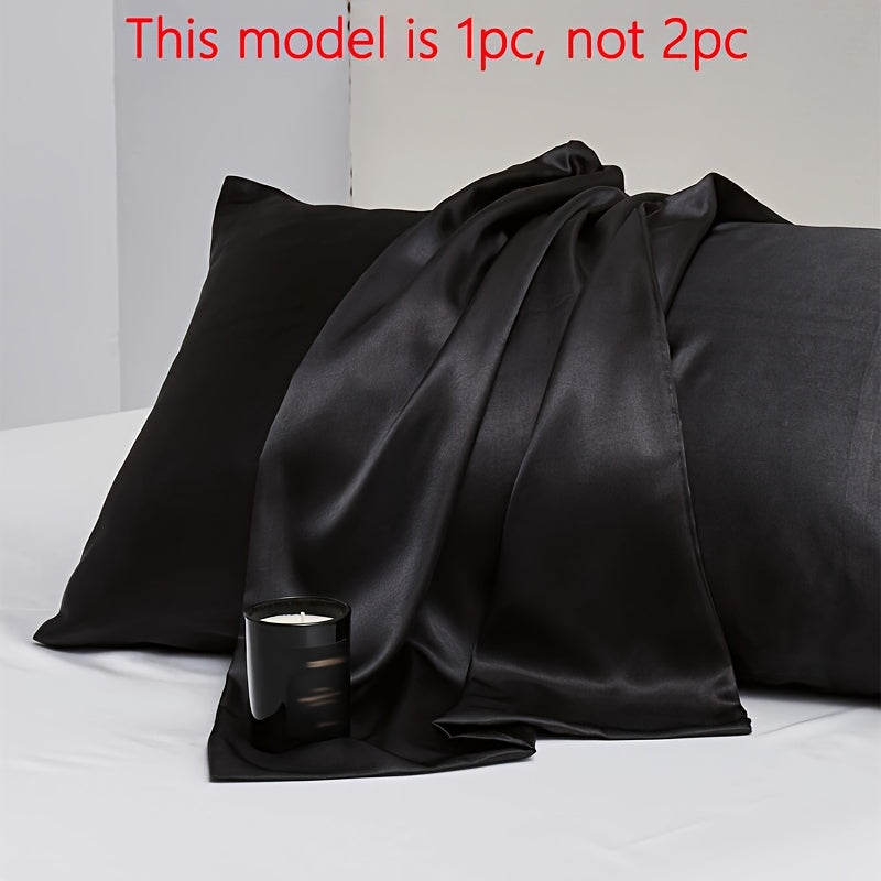 Solid Color Satin Pillowcase Set Breathable Skin-Friendly Envelope Closure