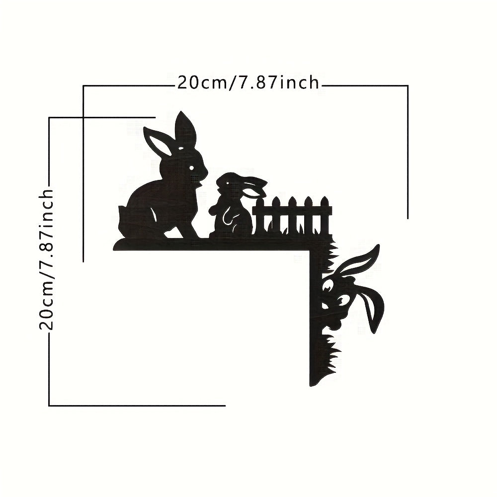 Black Iron Easter Bunny Wall Decor Hanging Door Corner Ornament