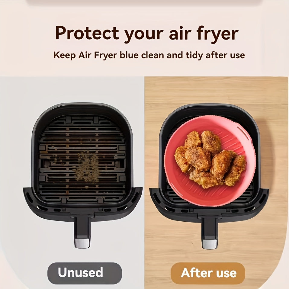 5 ta kvadrat silikon qopqoq to'plami havo fritöz uchun, yopishqoq emas, tozalash oson, oziq-ovqat xavfsiz, qayta ishlatiladigan va havo fritöz uchun egiluvchan savat ichki qism bilan.