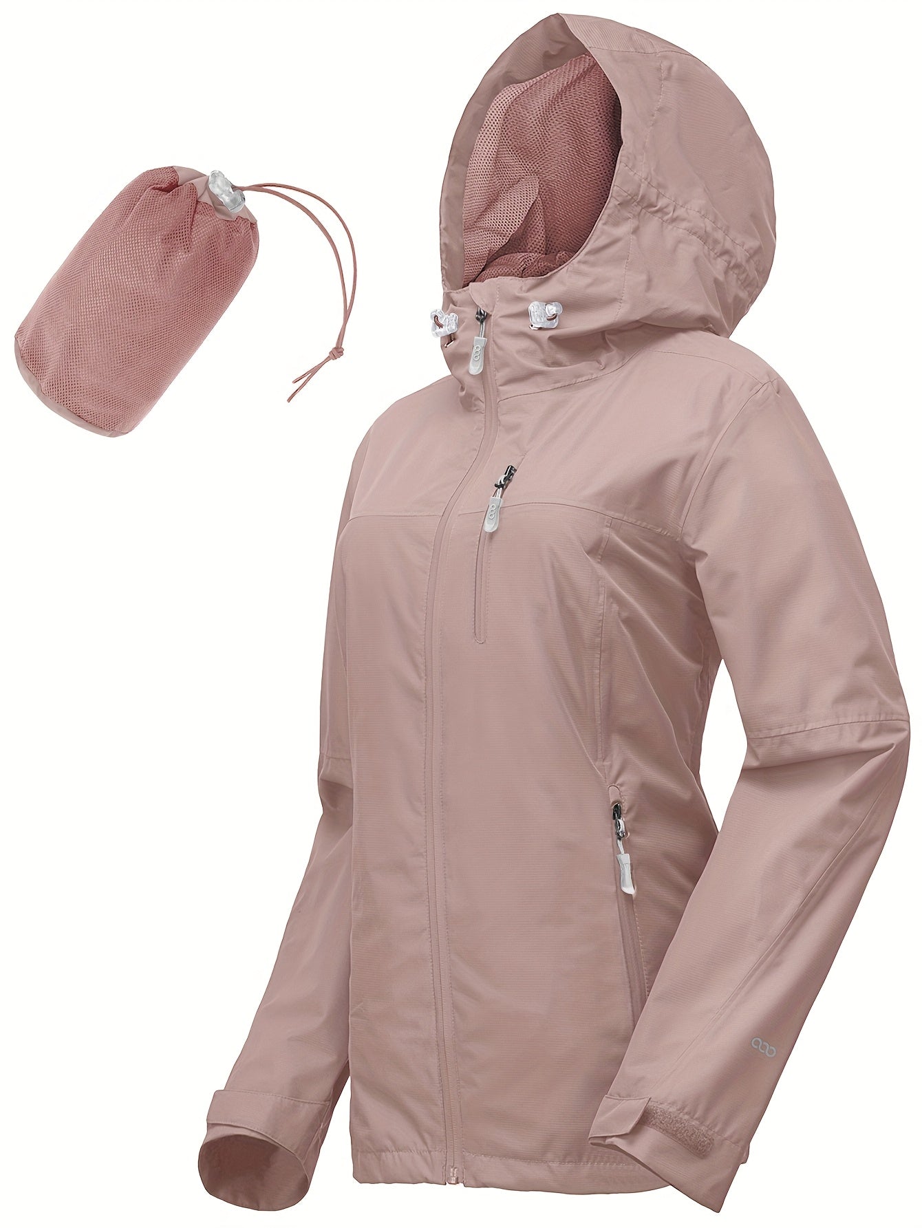 Women's Packable Lightweight Windbreaker Jacket with Hood and Inner Pocket