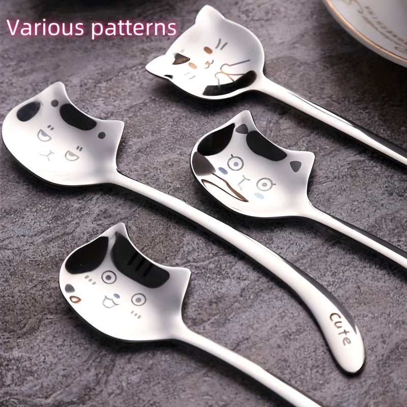 Stainless Steel Cat Spoon with Long Handle for Coffee Tea Dessert Gift