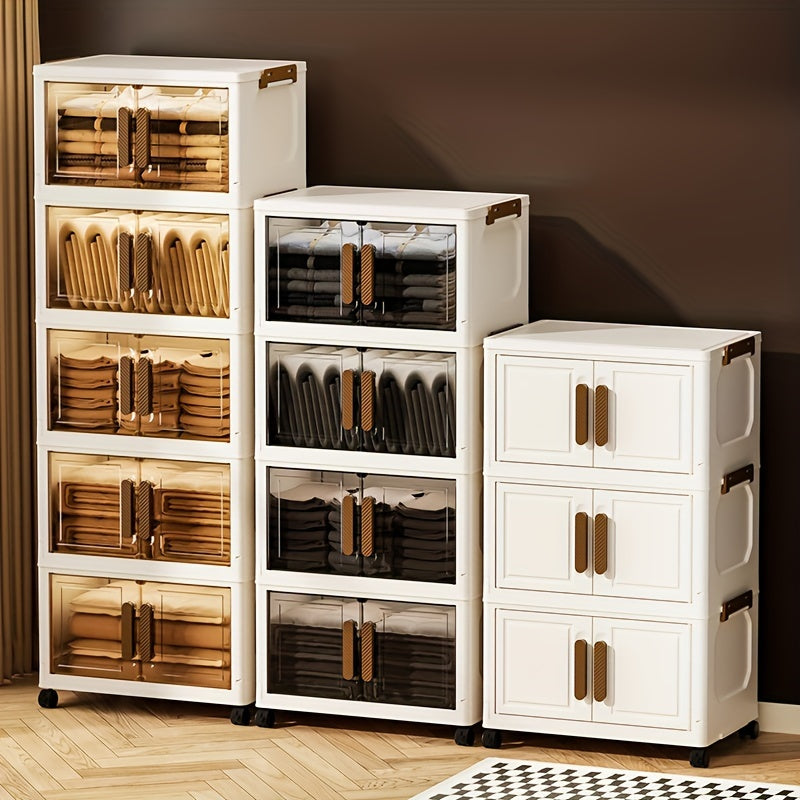 Складные пластиковые контейнеры для хранения на 5 уровней с крышками и колесами для шкафов, ванных комнат, офисов и общежитий.