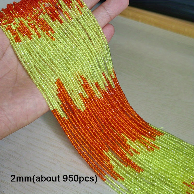 950 Pieces 2mm Faceted Glass Beads Gradient Colors for Jewelry Making and DIY Crafts