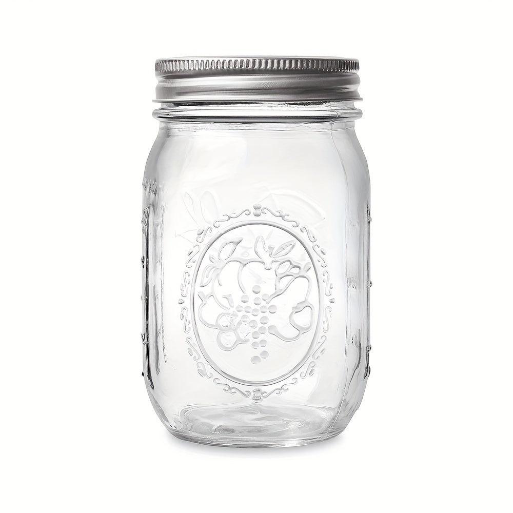 Set of 1/4/8 Clear Glass Mason Jars with Regular Lids for Canning Fermenting and Food Storage