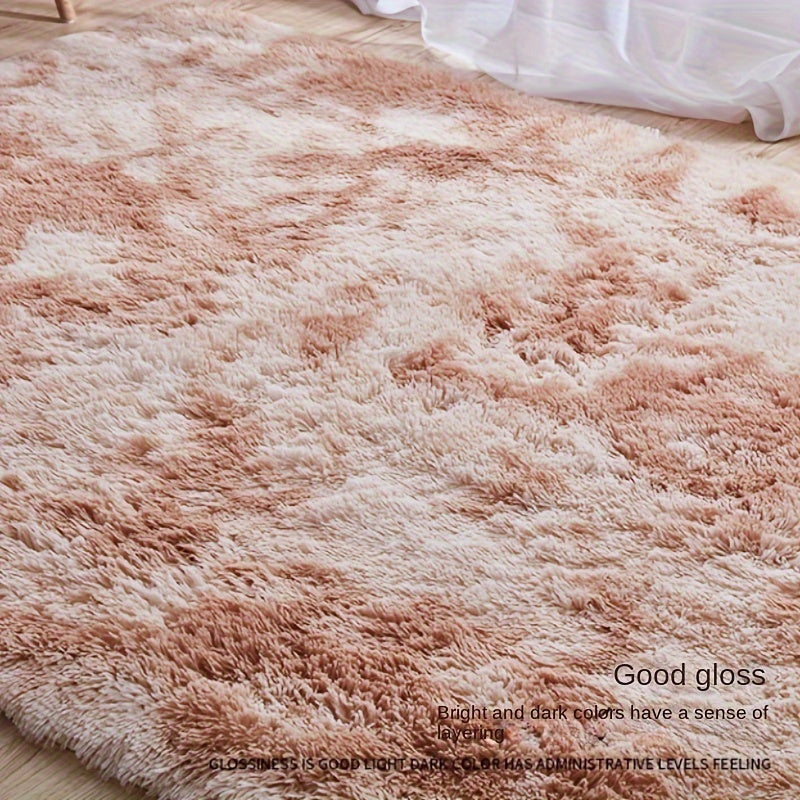 Shaggy Plush Carpet Rug Long-Haired Tie-Dyed Solid Color Faux Fur Non-Slip Backing