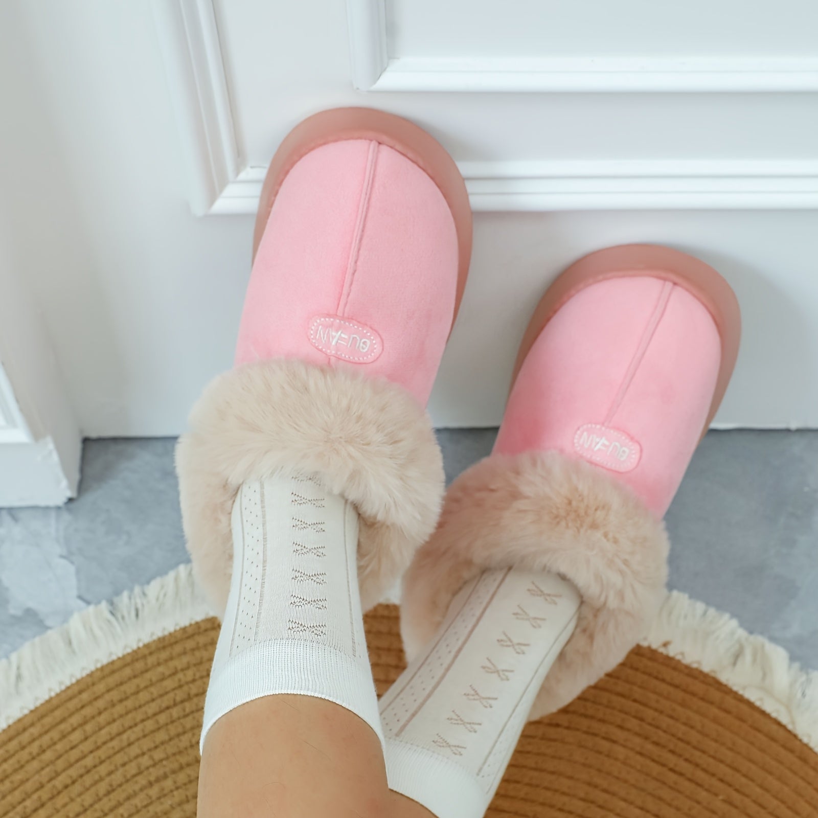 Women's EVA Snow Boots Slippers Indoor Warm Plush Thick Sole Gray Khaki Brown Pink