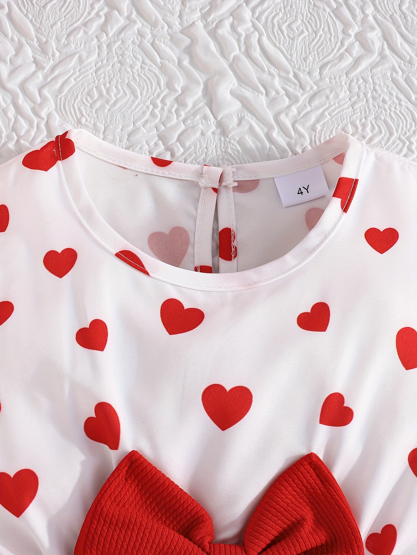 Girls' Valentines Day Outfit Set Long-Sleeved Cardigan and Sleeveless Sundress for Kids