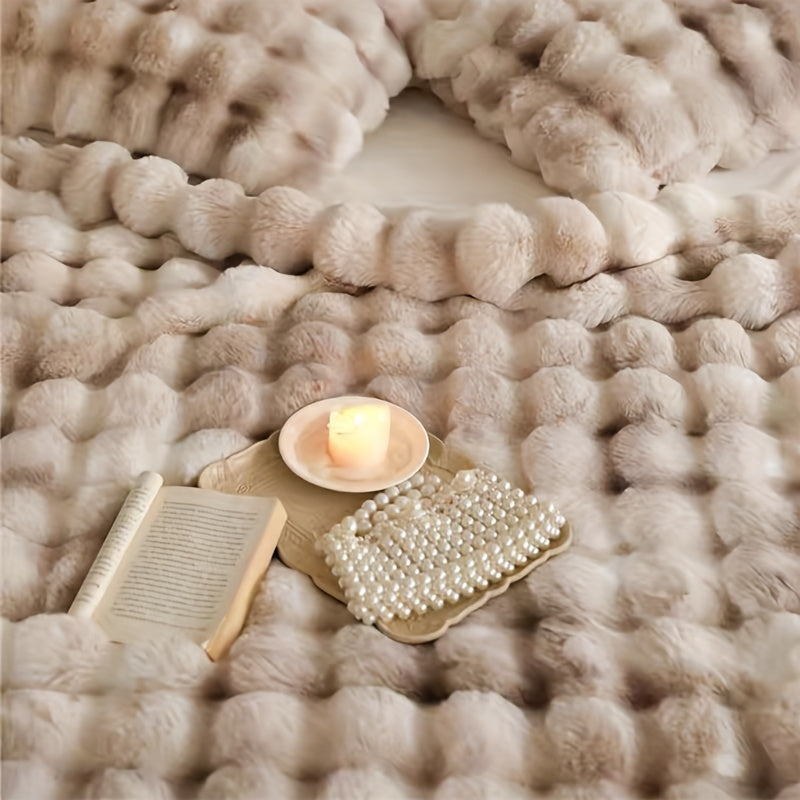 Faux Fur Blanket Soft Warm All-Season for Bedroom Office Travel and Home Decor
