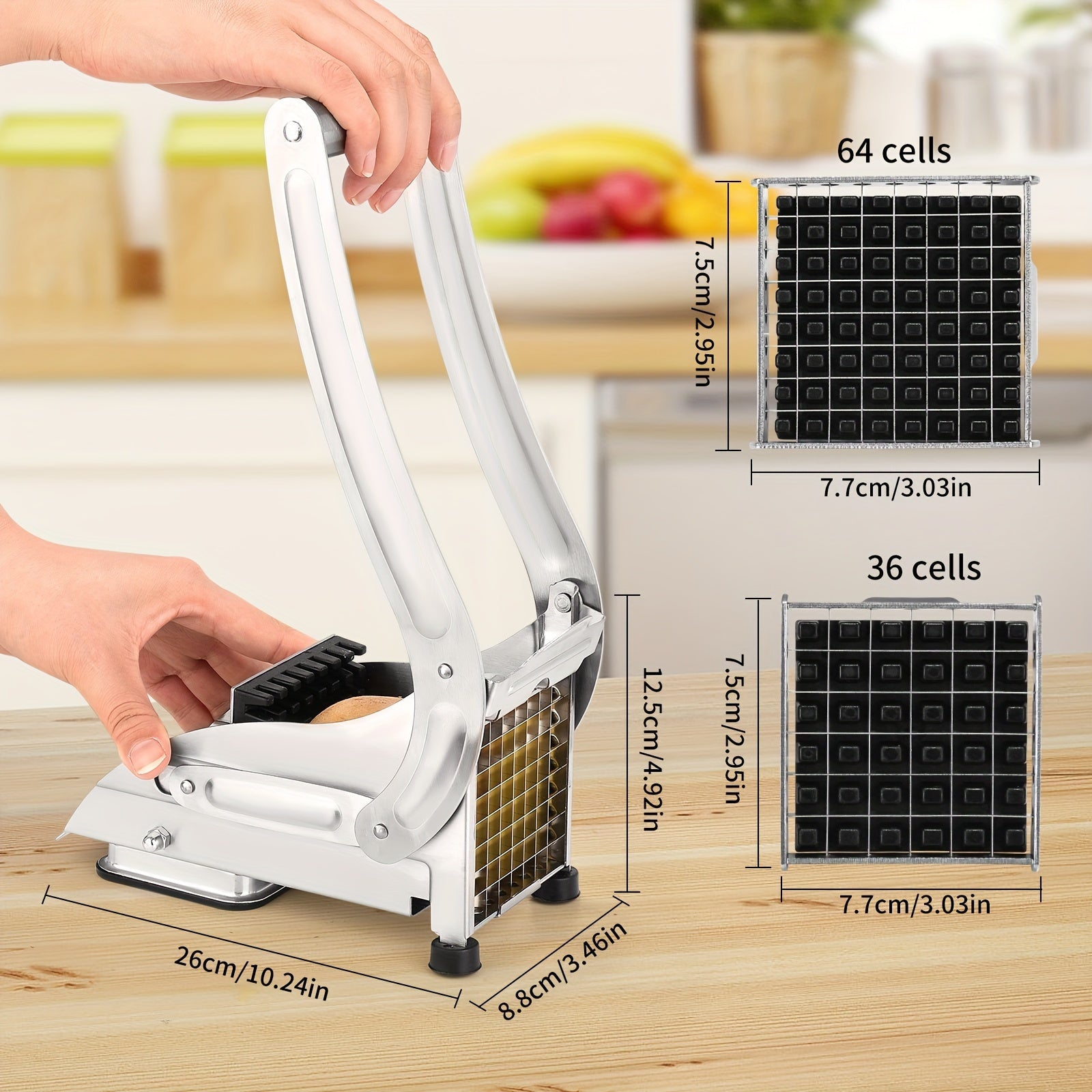 Uy uchun mo'ljallangan almashtiriladigan pichoq bilan zanglamaydigan po'latdan yasalgan fransuz kartoshkasi kesgichi