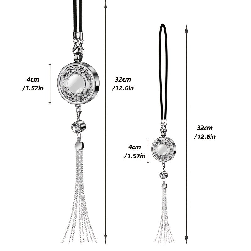 European Pattern Metal Car Air Freshener Hanging Perfume Container with Tassel in Gift Box