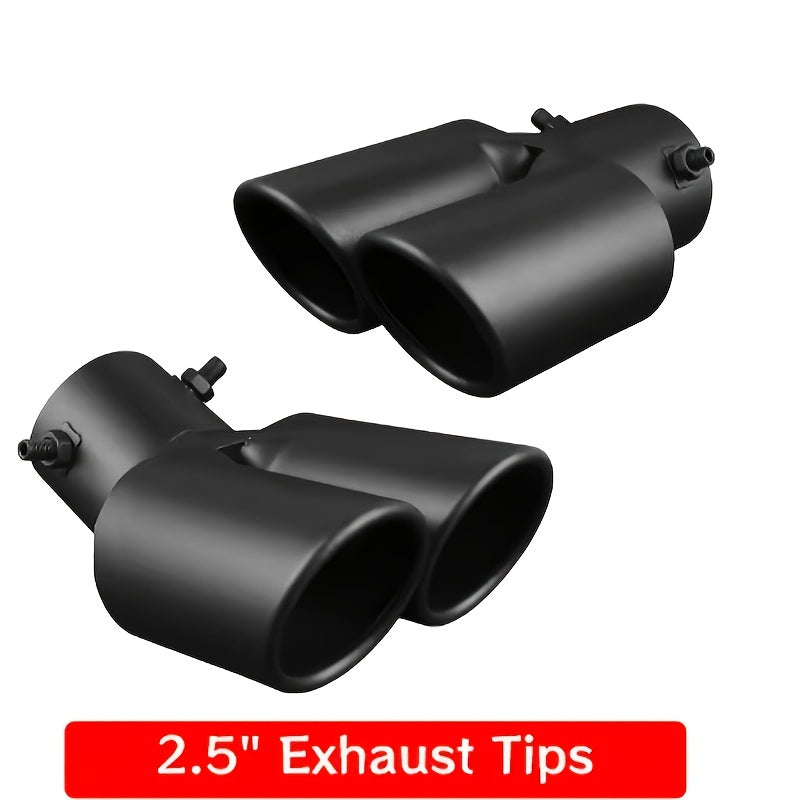 Automobile Stainless Steel Dual Outlet Slanted Exhaust Nozzle Black Tail Pipe Accessories