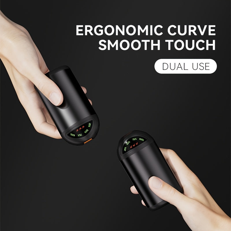 Calienta manos recargable por USB con linterna LED, portátil de 5000mAh, negro o verde