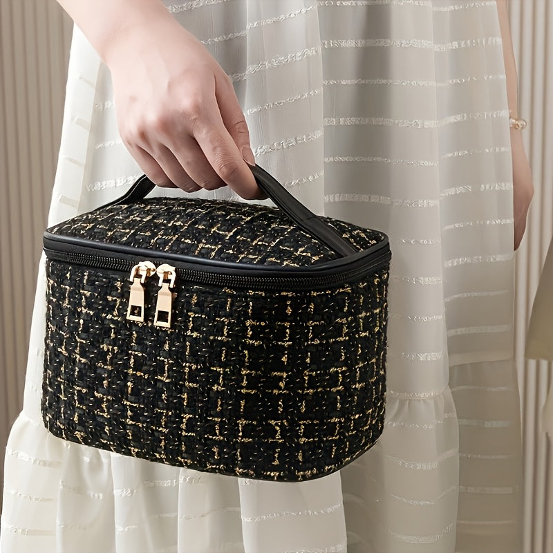 Стильная водонепроницаемая косметичка с молнией, милый белый дизайн, изготовлена из прочного полиэстера, идеально подходит для путешествий.