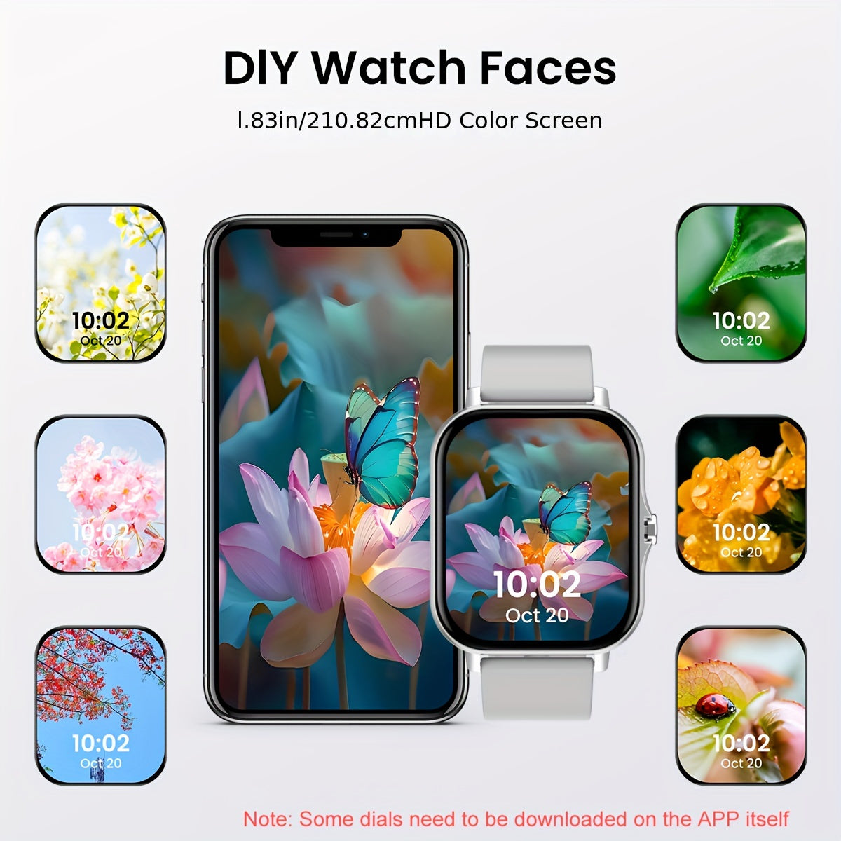 1.83-Inch Full Touch Screen Smartwatch with Call Message Pedometer Sports Modes Compatible with IOS Android