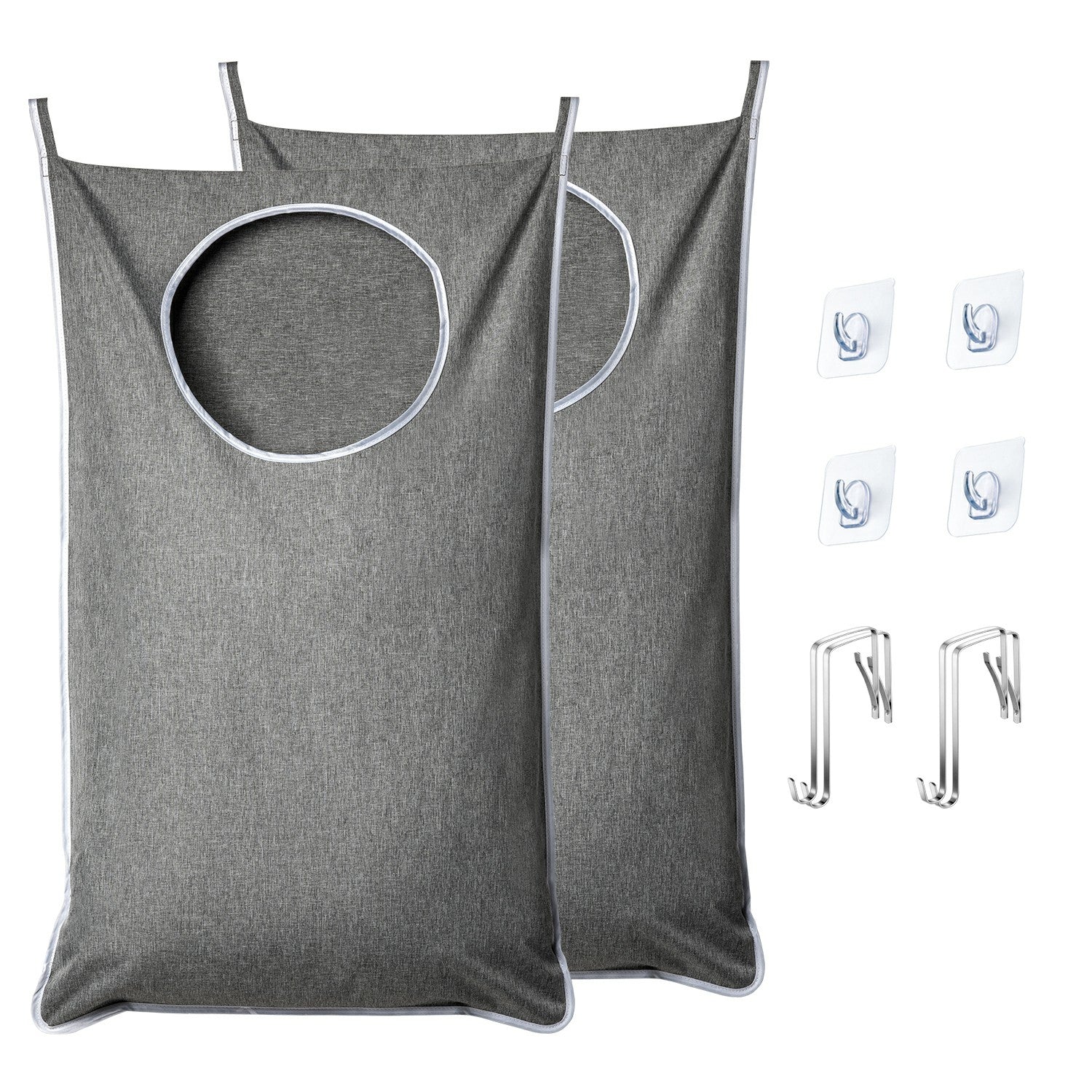 Katta O'lchamdagi Eshikga Osiladigan Kir Yuvish Hamperi Sumkasi, Ikkita Turi Qulflar Bilan, Butun Oila Uchun Katta Ochiq, 36.5X22.5 Dyum, Kulrang/Ko'k/Qora