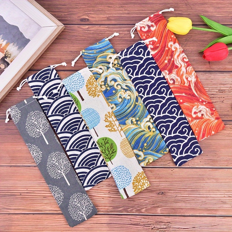 Oson va uslubda sayohat qiling, qulay tortma yopilishi bilan jihozlangan Portable Linen Cutlery Case yordamida. Ushbu buklanadigan sayohat idishlari sumkasi jozibali qattiq yog'och marjon tafsilotiga ega va o'lchamlari 5.51 sm x 10.04".