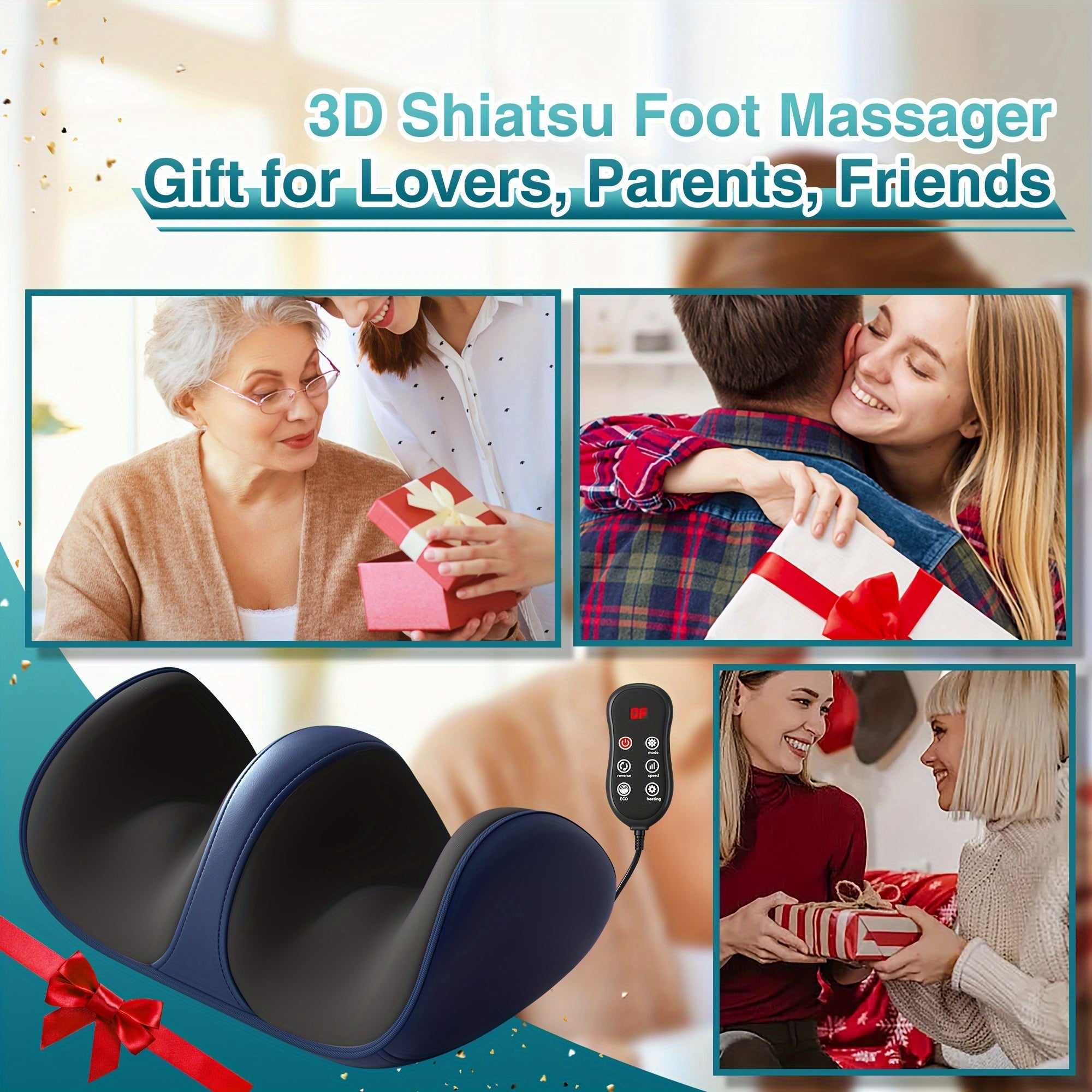 Zaryadlanadigan 3D Shiatsu oyoq massajchisi issiqlik bilan - simsiz, USB orqali zaryadlash, qon aylanishi va dam olish uchun ideal, ota-onalar va do'stlar uchun ajoyib sovg'a