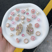 Girls 27PCS Pink Heart Flower Butterfly Shoe Charms for Sandals Slippers