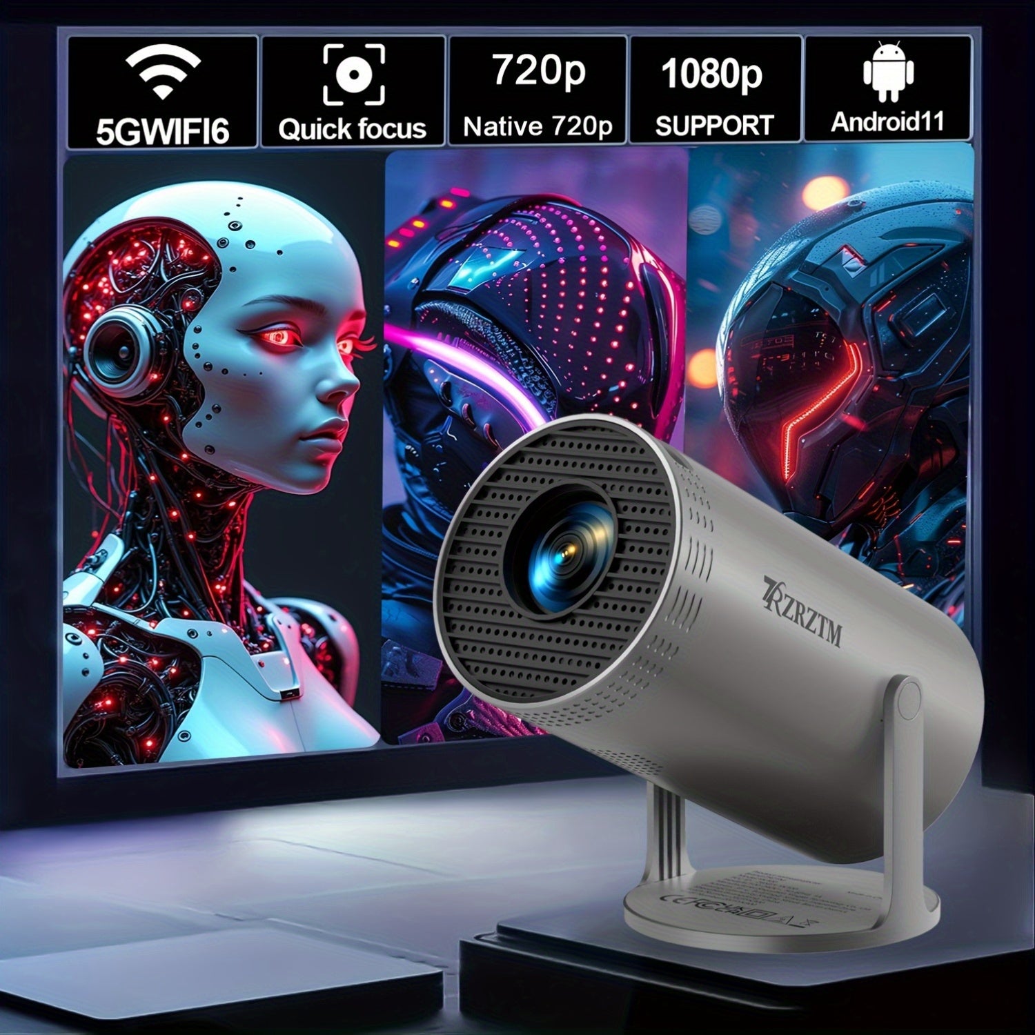 Mini Wireless HD Portable Projector with Auto Focus and Remote