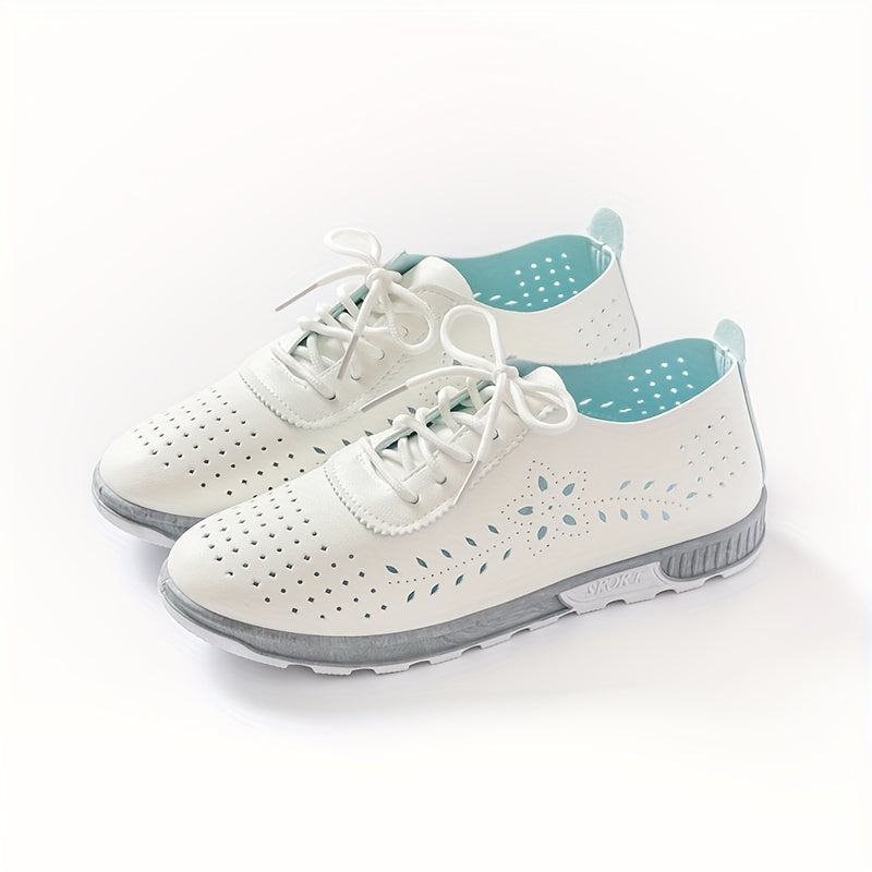 Women's Summer Casual Shoes Breathable Lightweight White Teal Accents