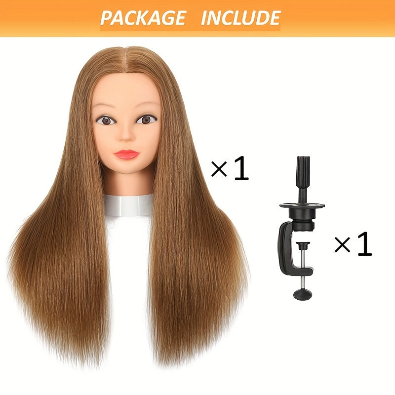 Cabeza de maniquí de cabello humano para entrenamiento de peluquería y práctica de peinado