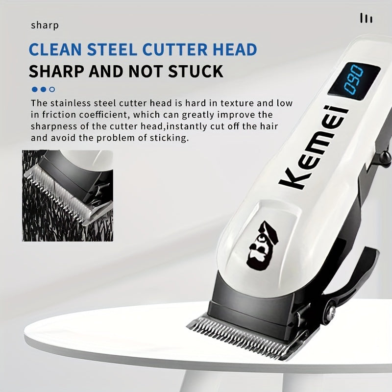 Клипер для волос Kemei с USB-зарядкой, профессиональный триммер с цифровым дисплеем. Идеальный подарок на праздник KM-232.