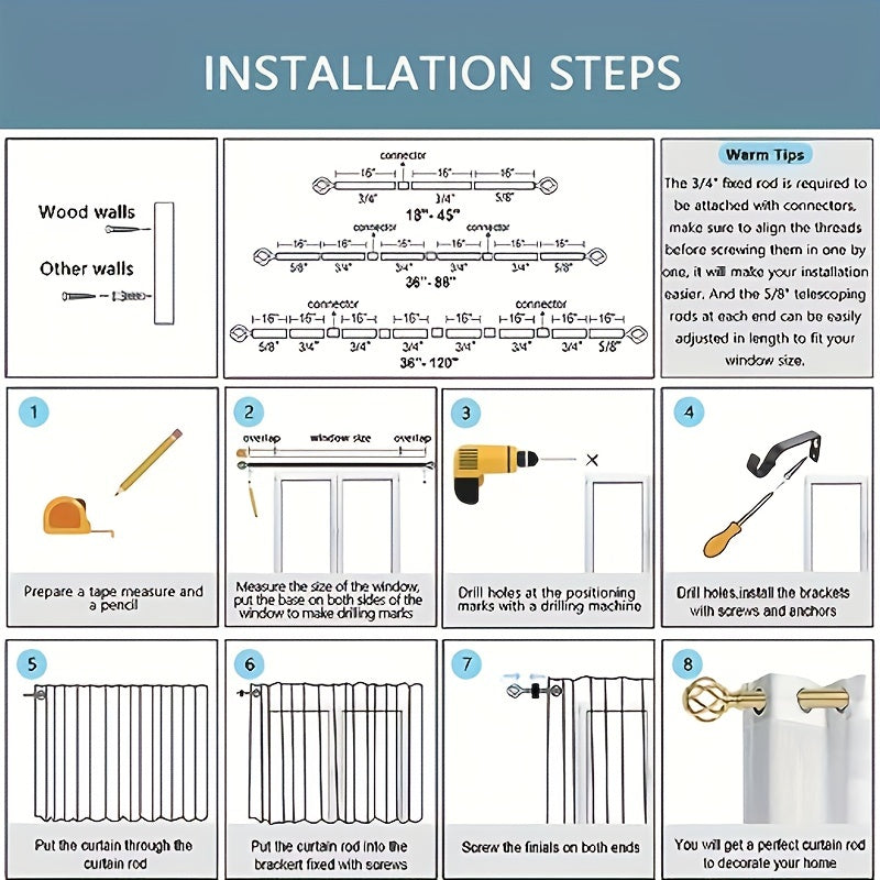 Adjustable Gold Chrome Curtain Rod with Twisted Cage Finials for Windows and Showers