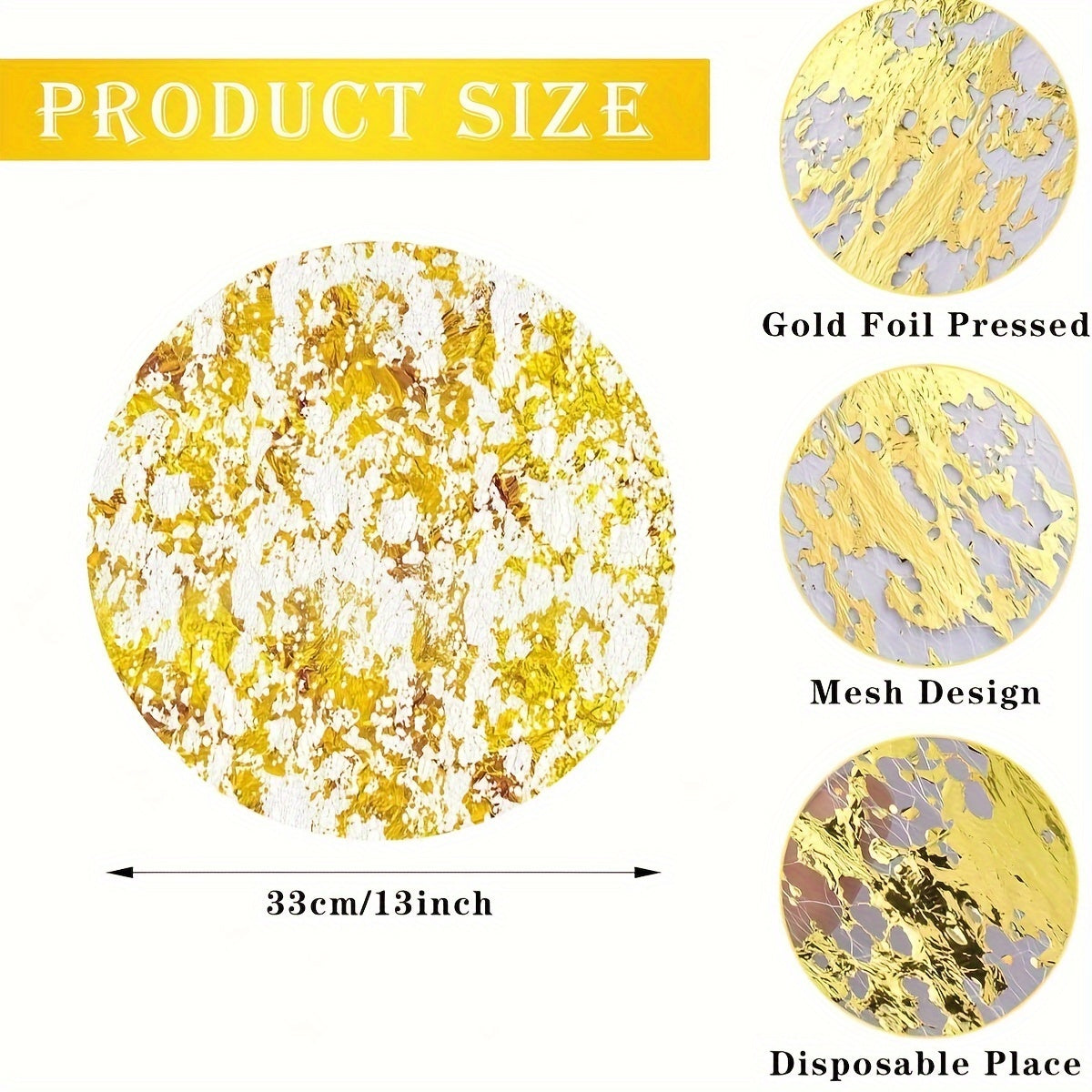 Golden Foil Round Placemats for Weddings Parties Banquets and Restaurant Decor
