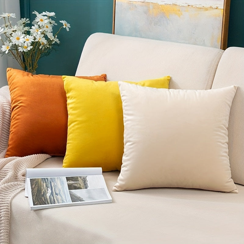 Velvet Pillow Cover Solid Color Cushion Cover for Sofa Bed Living Room 18x18 Inches