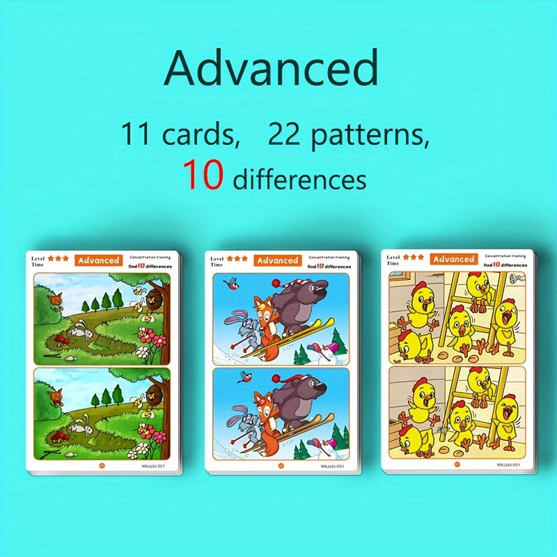 Juego de cartas educativo para niños con ilustraciones de monos y bolígrafo, herramienta de concentración y aprendizaje