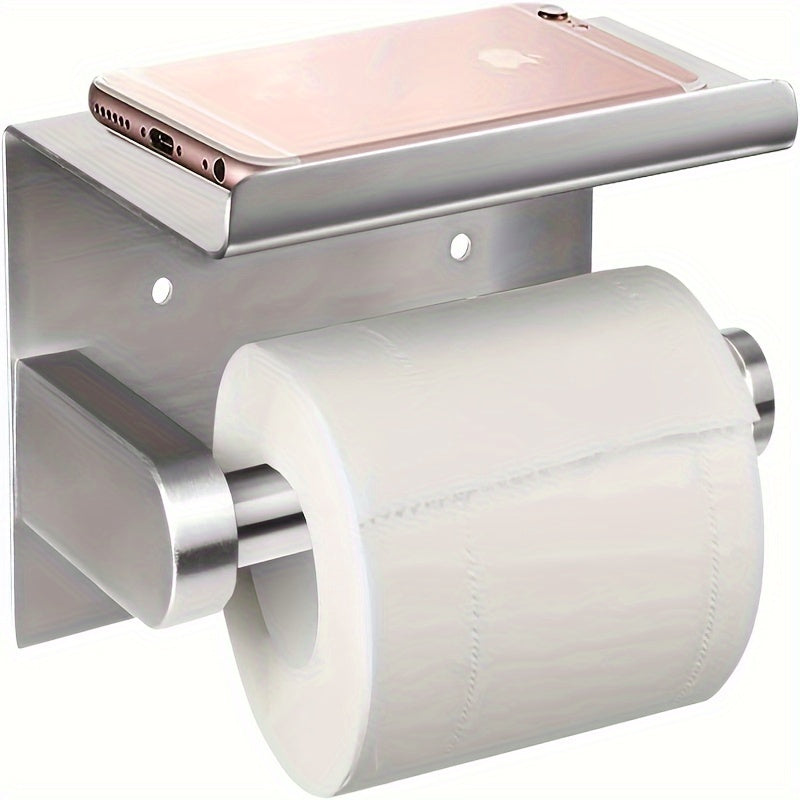 Stainless Steel Toilet Paper Holder with Shelf for Bathroom Storage