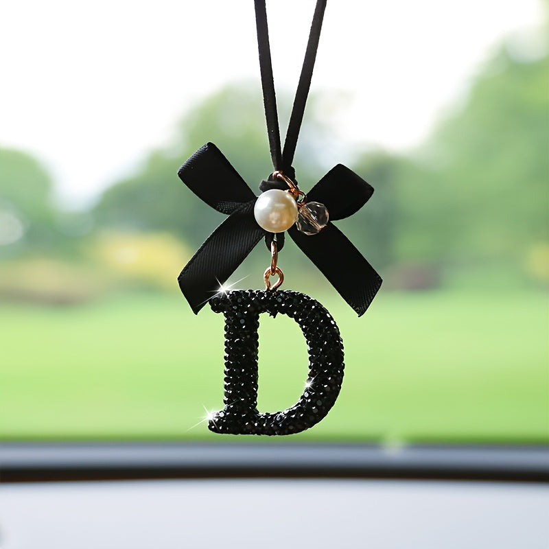 Декоративный кристальный алфавит вешалка с бантом и искусственной жемчужиной