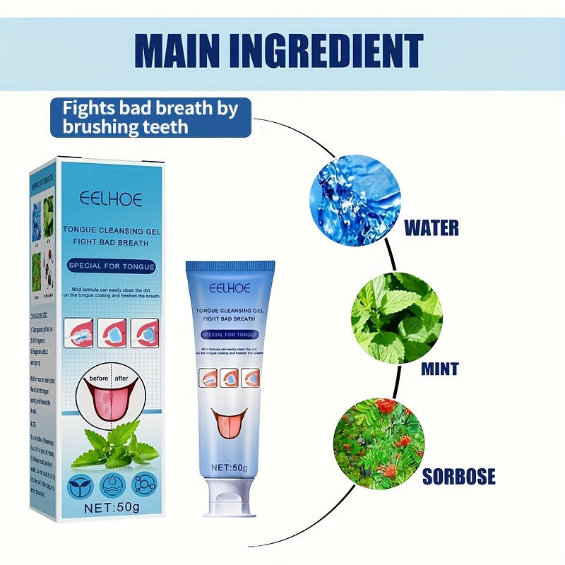 Tongue Cleansing Gel With Brush Deep Clean Oral Care 1.76oz