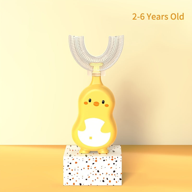 Зубная щетка с мультяшным дизайном, U-образной головкой и мягкой щетиной