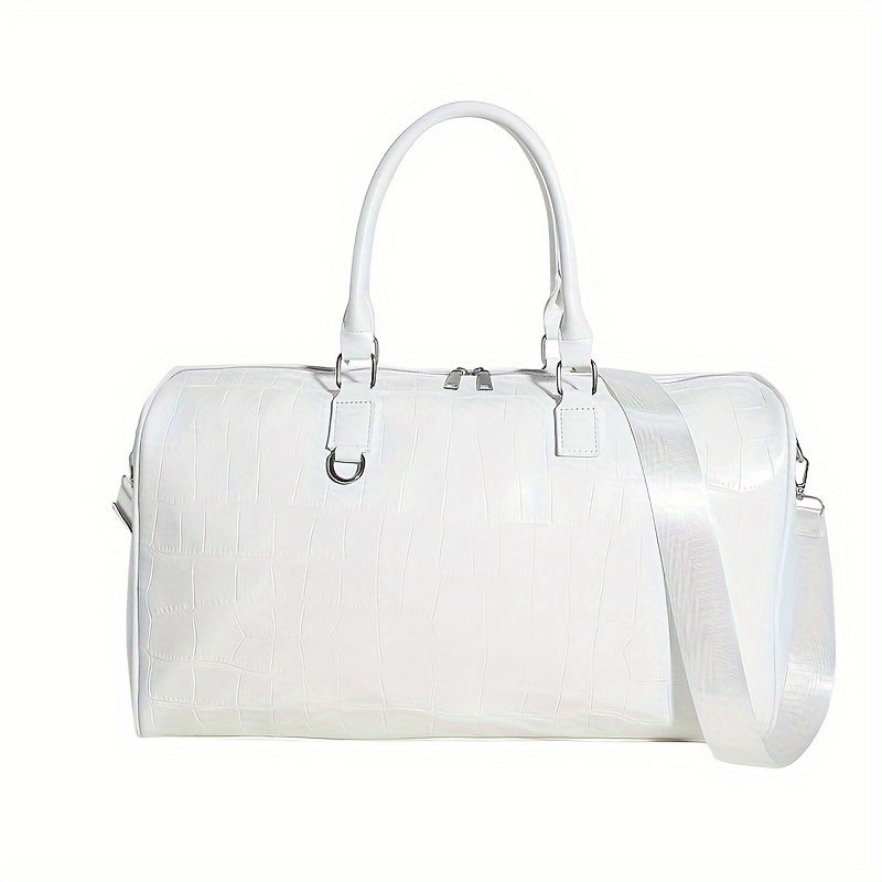 Faux Leather Crocodile Pattern Gym Tote Bag for Travel and Weekend Trips