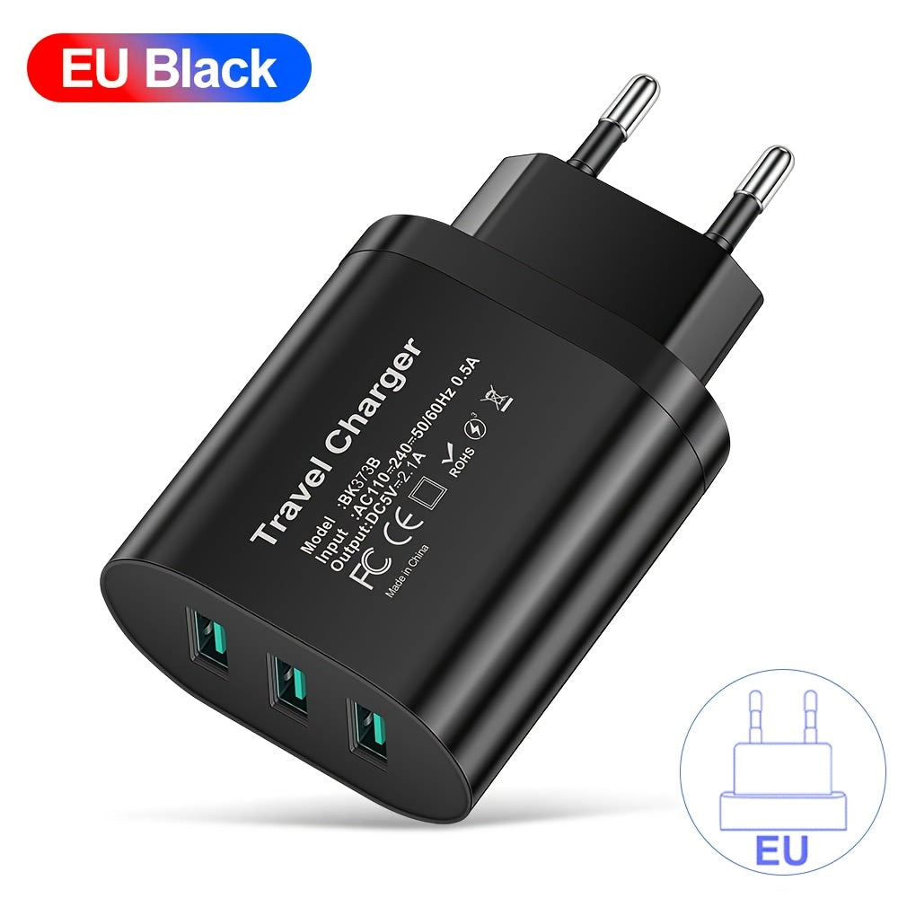 3-портовое USB-зарядное устройство для быстрой зарядки, дорожный адаптер, белый и черный