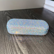 Faux Leather Eyewear Case with Sparkling Diamond Detailing and Square Design for Women