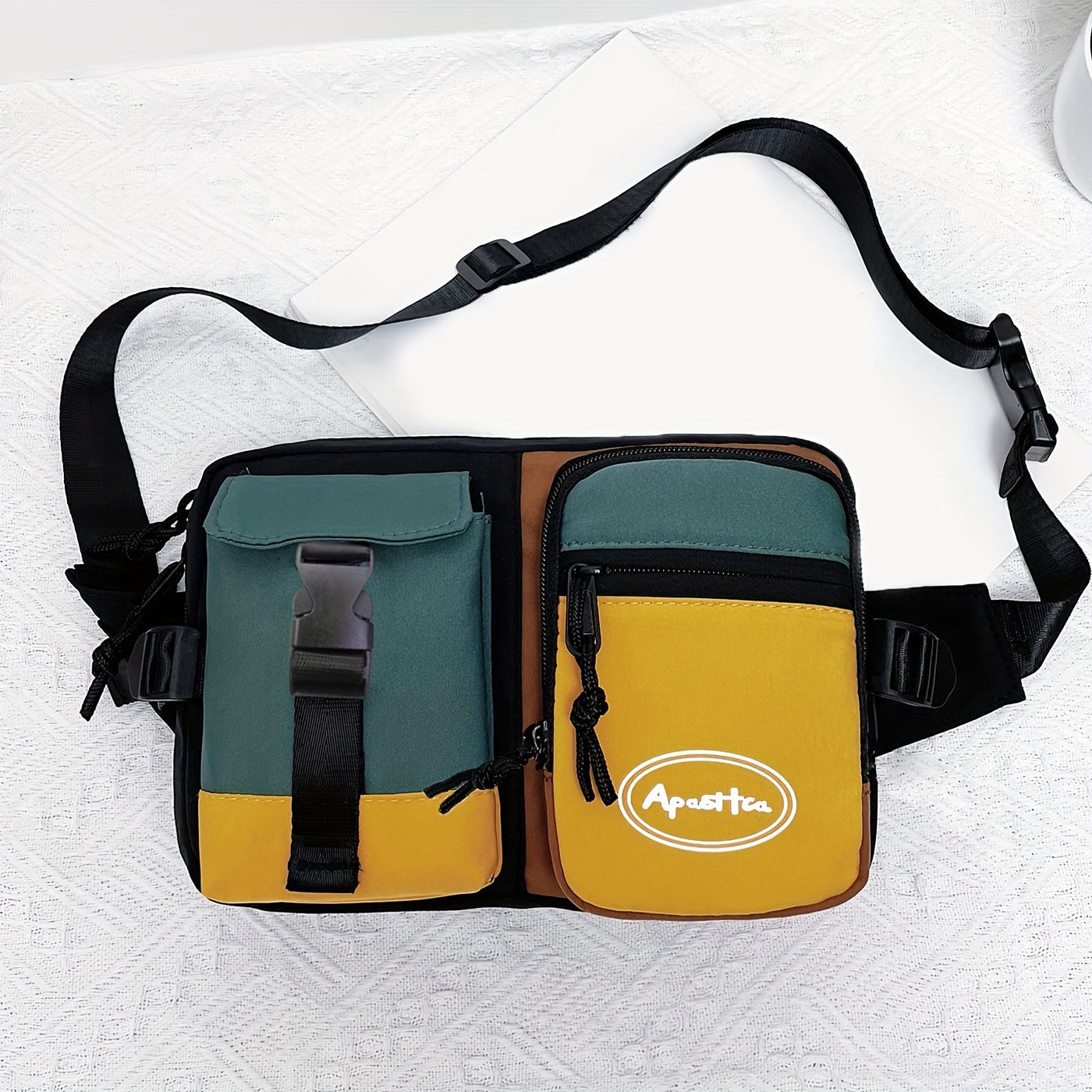 Waterproof Nylon Chest Bag with Adjustable Strap for Travel Running Hiking Cycling