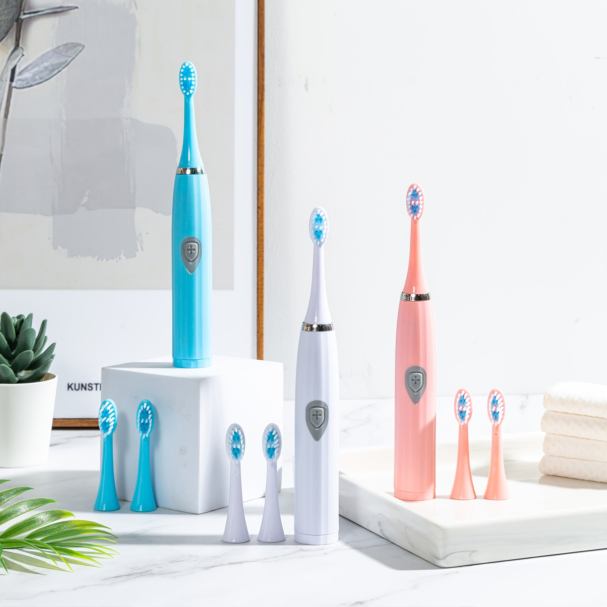 Electric Toothbrush for Adults with Soft Bristle Head Portable Battery Powered