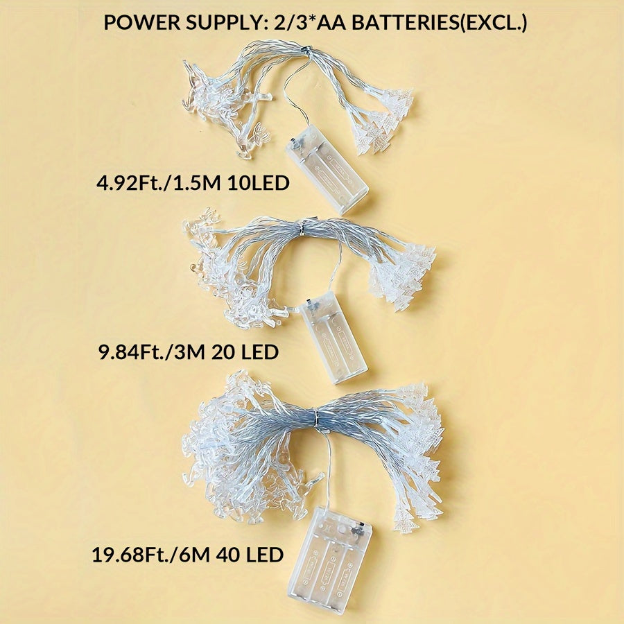 Christmas Tree String Lights Snowflake Elk Design Battery Powered Indoor Decoration