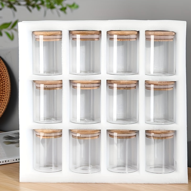 12-Piece Glass Storage Jars with Bamboo Lids Airtight Reusable Kitchen Organizer
