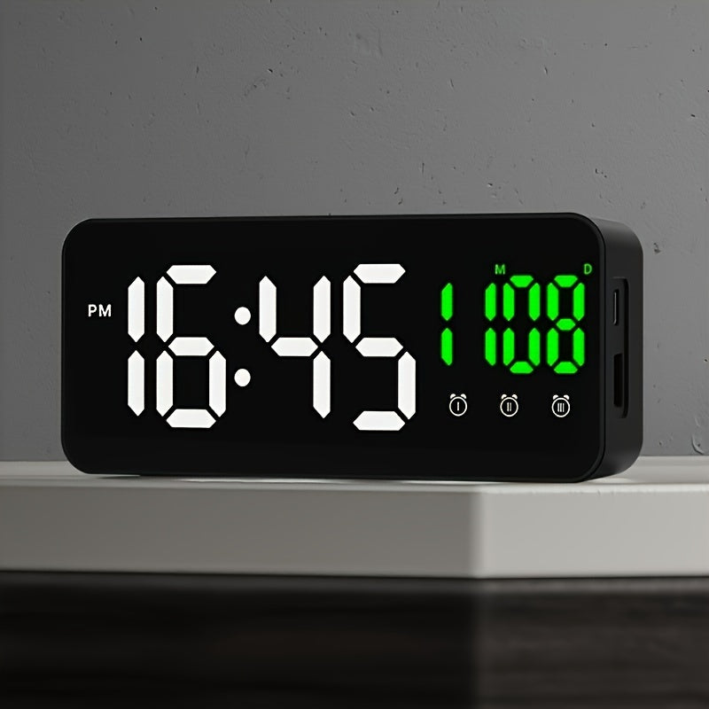 LED Clock with Smart Alarm and Mirror Design for Home Decor