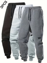 Men's Plus Size Ribbed Casual Sweatpants with Drawstring Pockets Lightweight Polyester
