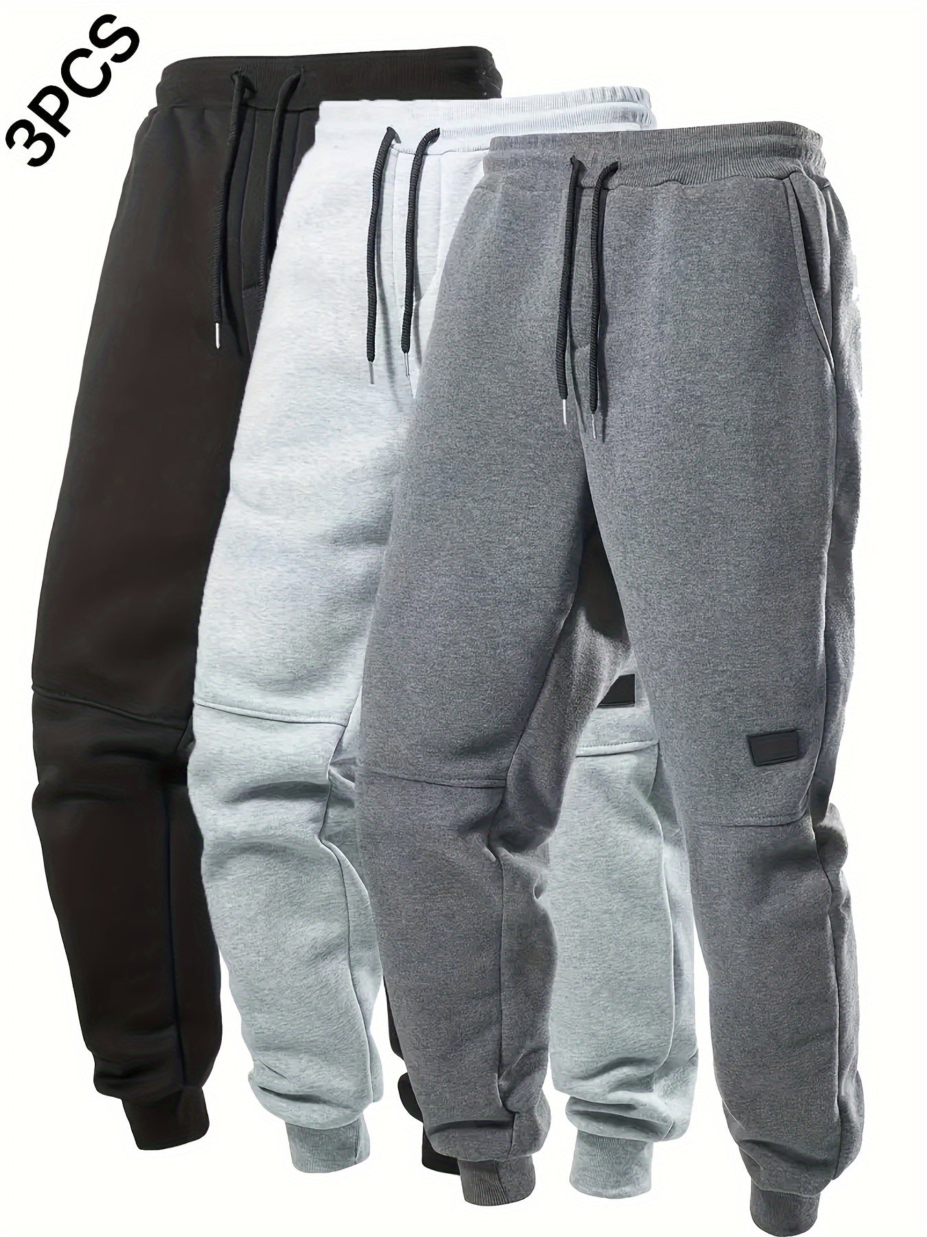Men's Plus Size Ribbed Casual Sweatpants with Drawstring Pockets Lightweight Polyester