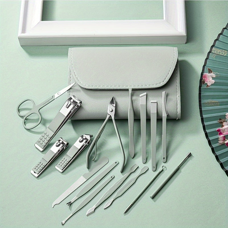 Stainless Steel Manicure Pedicure Set with Folding Bag, 4 8 12 or 16 Pieces