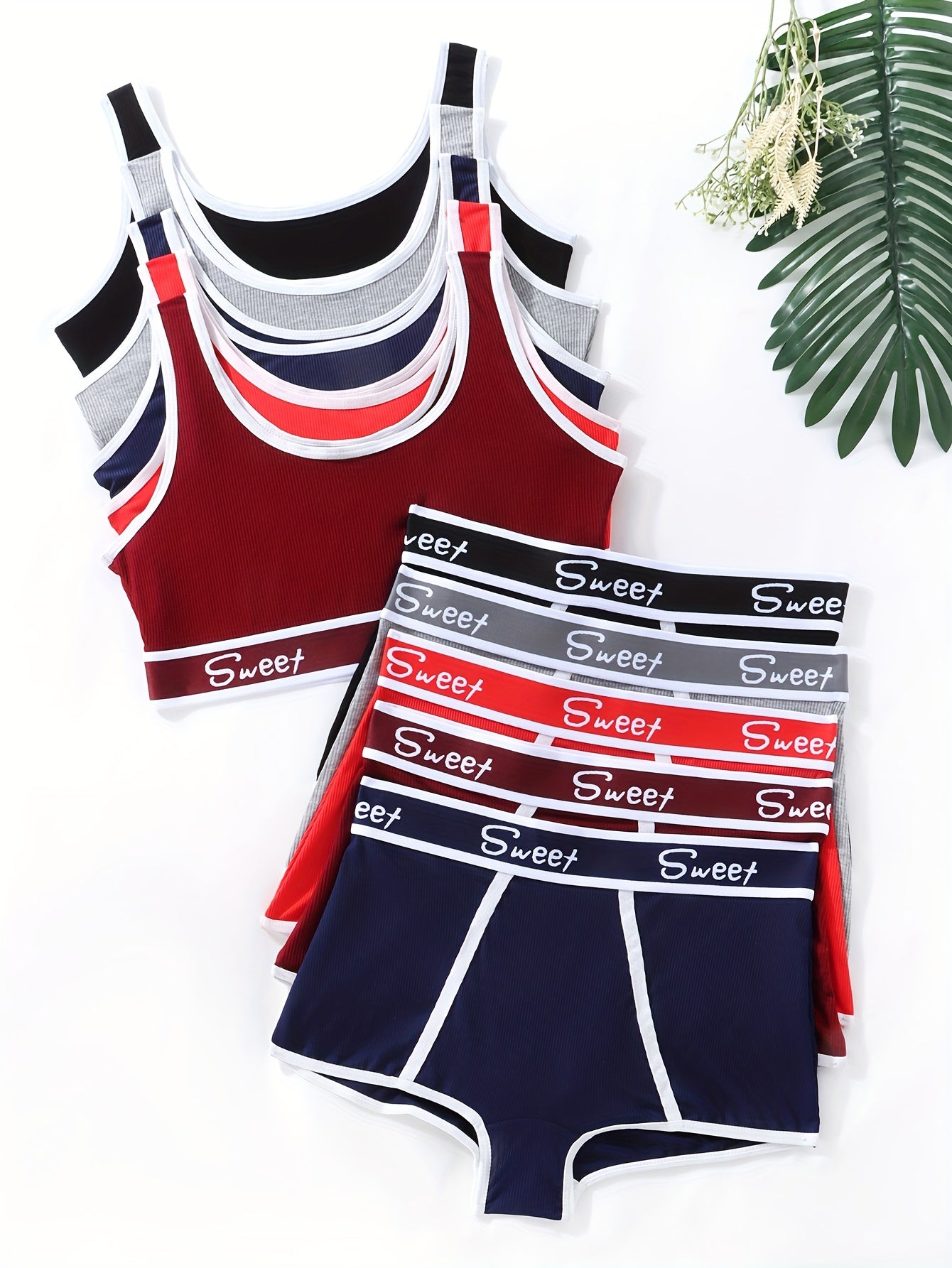 Set of 5 Breathable Back Support Push-Up Bras and Panties for Women