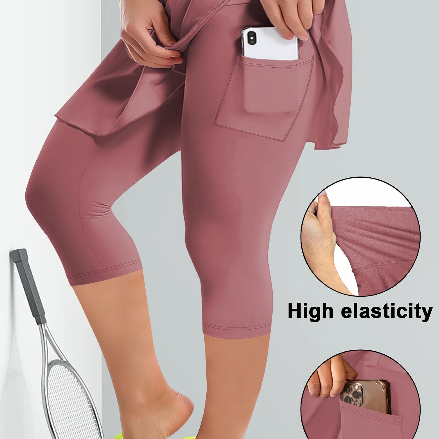 Women's High-Waisted Culottes With Pockets Soft Elastic Comfortable