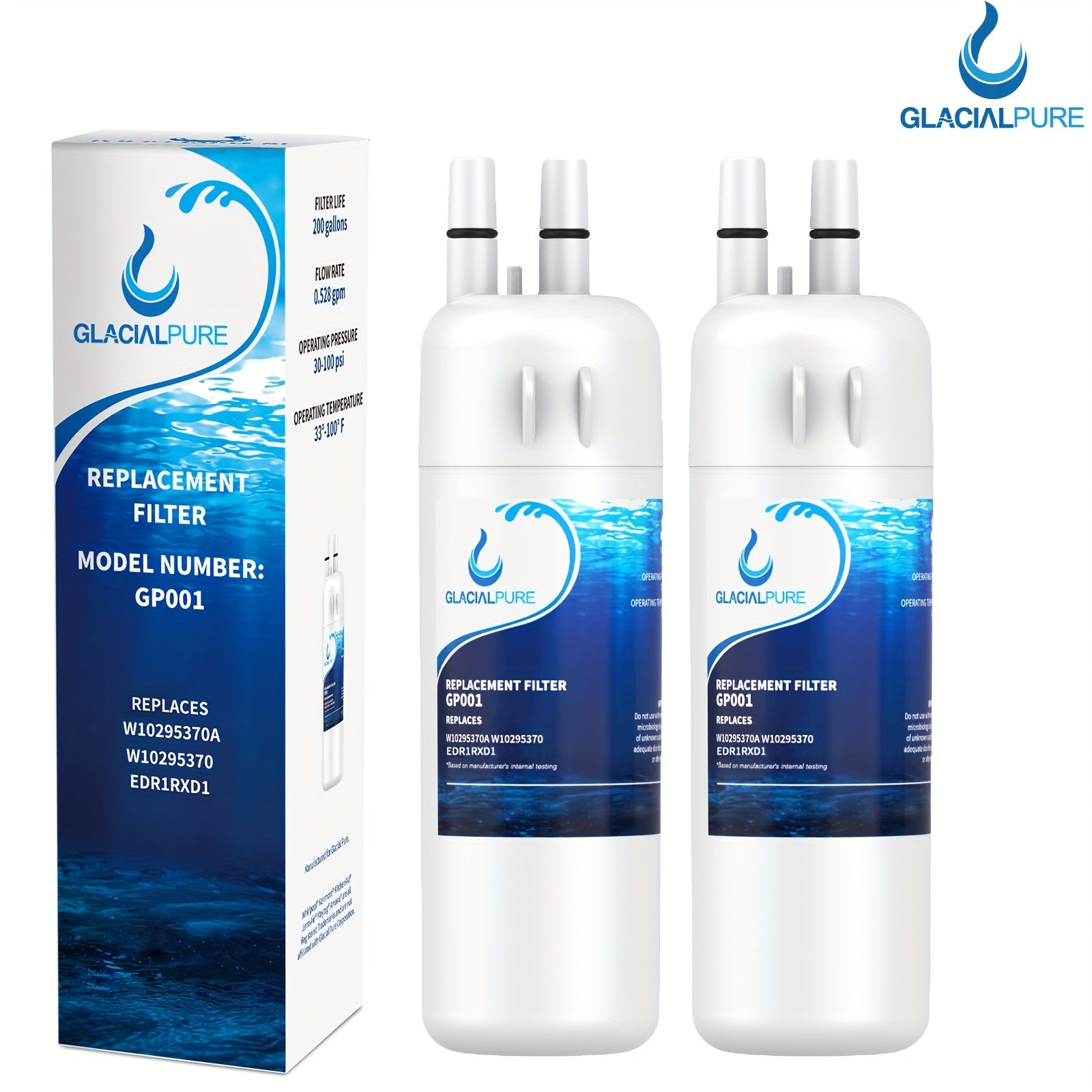 2 Pack Refrigerator Water Filters 757 L Compatible W10295370A