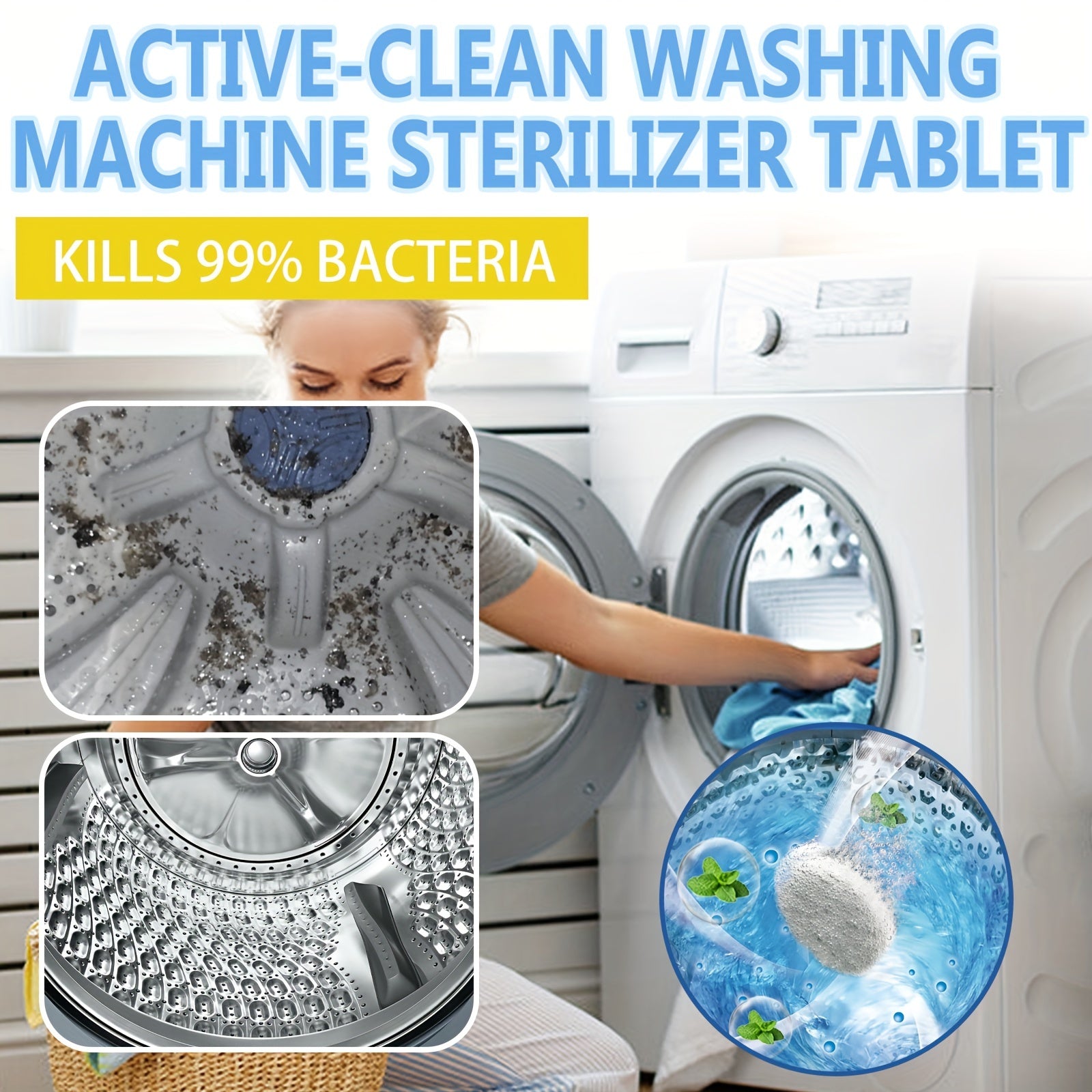 Washing Machine Cleaner Descaler Tablets for Front and Top Load Washers Deep Drum and Seal Cleaning